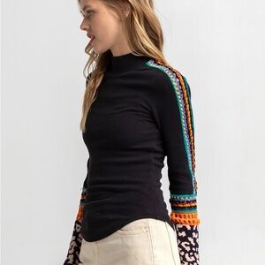 Free People Knit Sweater | Black & Orange | Medium